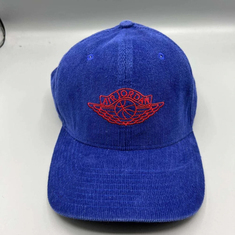 Air Jordan Wings Hat Men Blue Corduroy‎ Jumpman Strap Back Cap